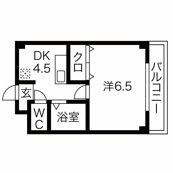 アメニティハイツ中砂(1DK/3階)の間取り写真
