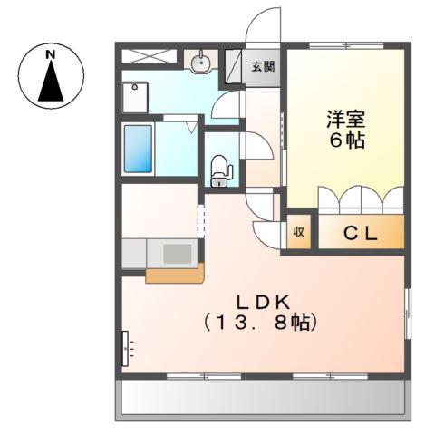 ベルファイブN(1LDK/2階)の間取り写真