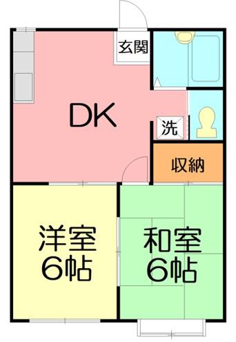 メゾン・ド・セラヴィア(2DK/1階)の間取り写真