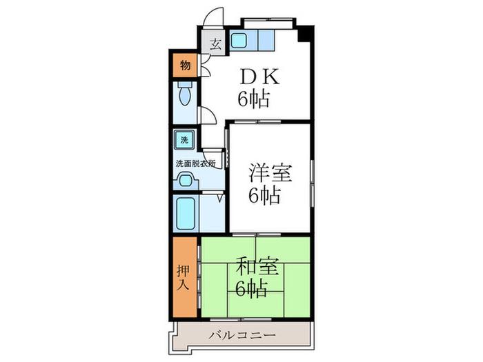 ヴィラ御堂殿(2DK/3階)の間取り写真