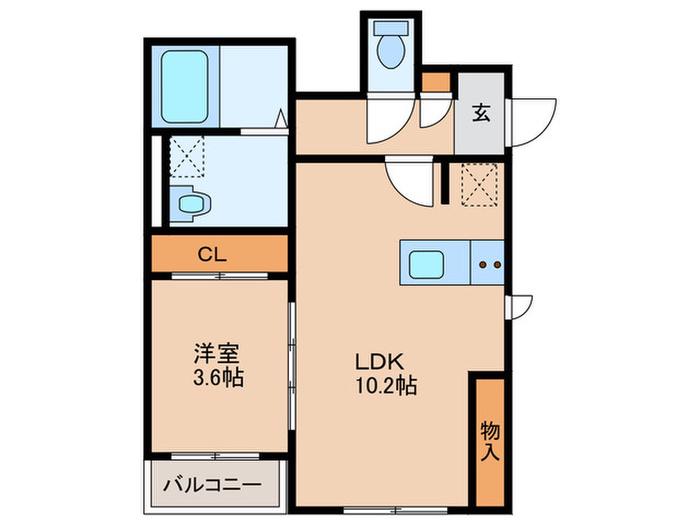 LILA城野(1LDK/1階)の間取り写真