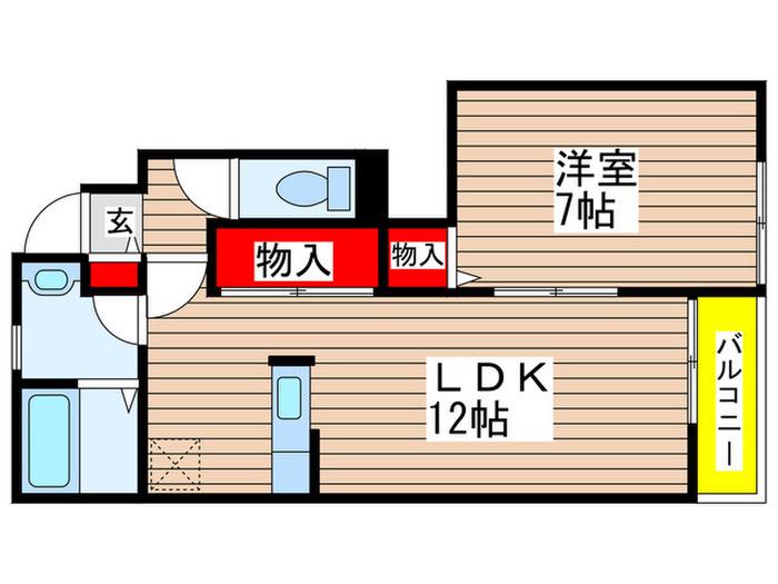 ブリーズ東海神C棟(1LDK/1階)の間取り写真