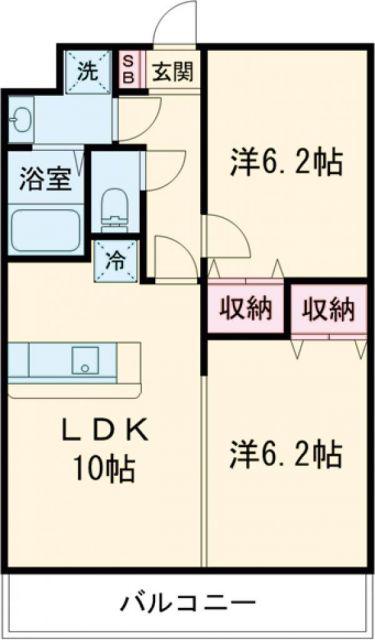 エイブル春日(2LDK/2階)の間取り写真