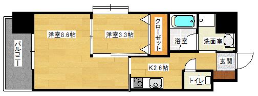 ロイヤルシャトー大須(2K/5階)の間取り写真