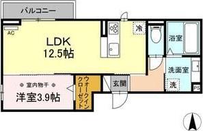 カーム野田(1LDK/3階)の間取り写真