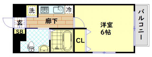 エステムプラザ大手前エヴァース(1K/6階)の間取り写真
