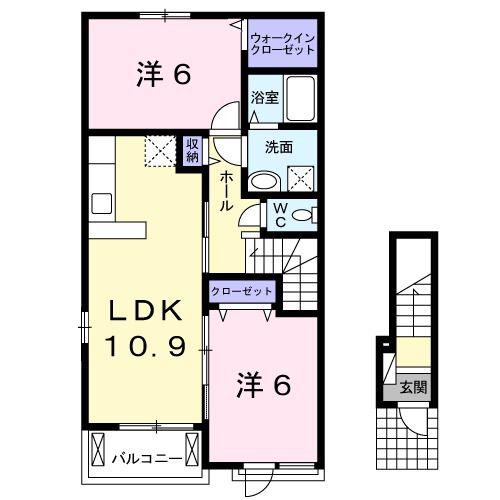 シェルト ストーリアII(2LDK/2階)の間取り写真