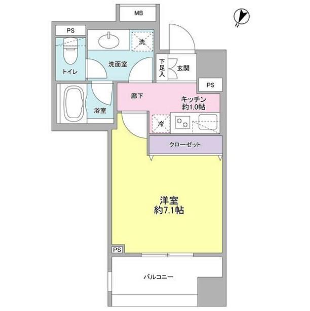 SUNNY HILL井草千川通(1K/4階)の間取り写真
