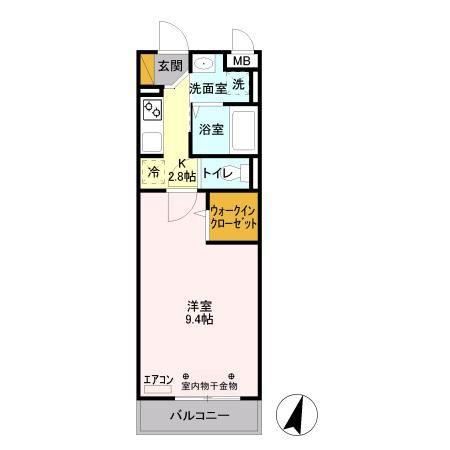 エスポワール八汐(1K/2階)の間取り写真