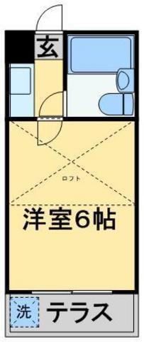 SAP西船橋(1K/2階)の間取り写真