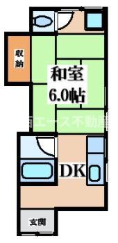 東大阪市玉串町西1丁目アパート(2K/1階)の間取り写真