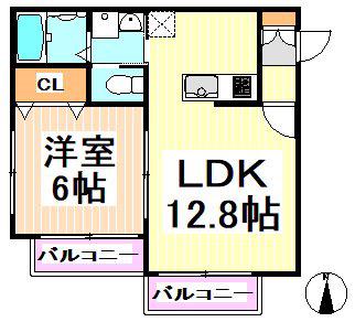 サンハイム(1LDK/1階)の間取り写真