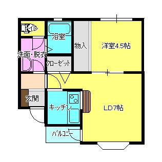 サンフラワー(1LDK/1階)の間取り写真