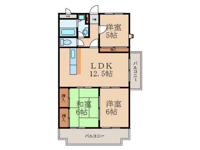 ヴィラ中曽根(3LDK/3階)の間取り写真
