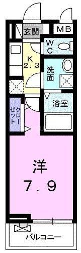 ソレイユ(1K/1階)の間取り写真