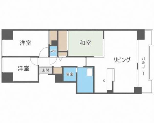 ベルフラワー八軒(3LDK/9階)の間取り写真