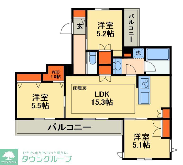 SUN ZEM(3LDK/3階)の間取り写真