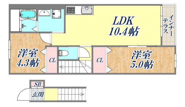 MAISON YURI(2LDK/2階)の間取り写真