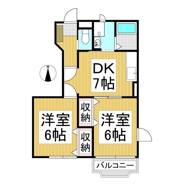 エクセランA(2DK/1階)の間取り写真