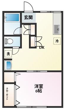 フレンドハイツ(1DK/2階)の間取り写真
