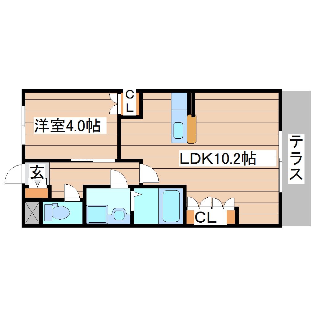 グランチェスタ・新田(1LDK/2階)の間取り写真