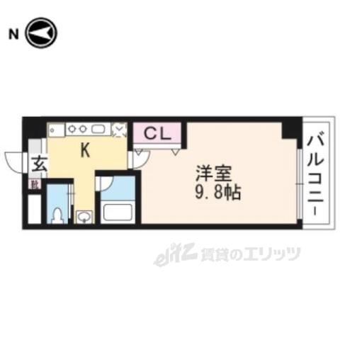 グランディール祐(1K/2階)の間取り写真