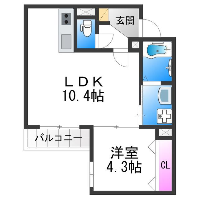 SFIDA天王寺南(1LDK/1階)の間取り写真