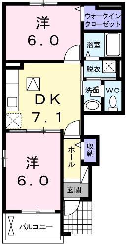 レモンライムA(2DK/1階)の間取り写真