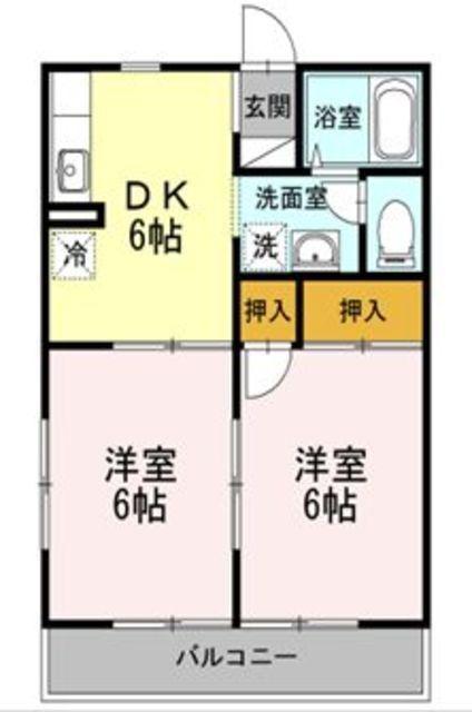 ハイツグランバレー(2DK/2階)の間取り写真