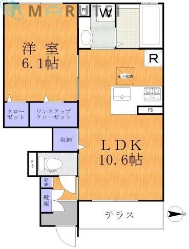 グランメールM(1LDK/1階)の間取り写真