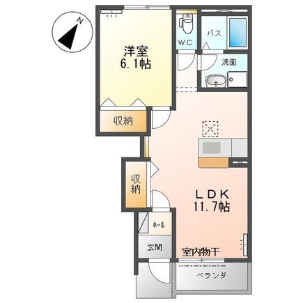 ラビエール 1LDK(1LDK/1階)の間取り写真