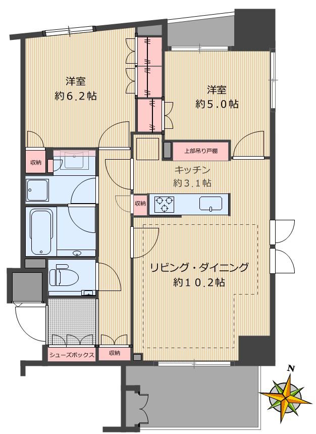 イトーピア千駄木IDEA A棟(2LDK/4階)の間取り写真