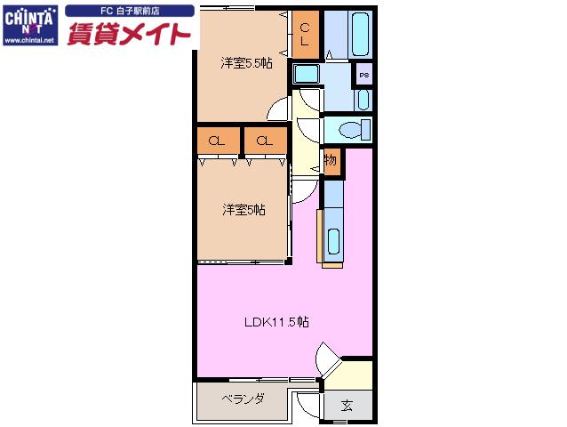 イーストリバティ(2LDK/1階)の間取り写真