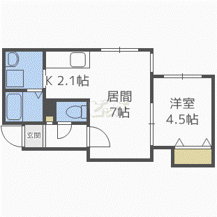 COROCORO新川2条(1LDK/3階)の間取り写真