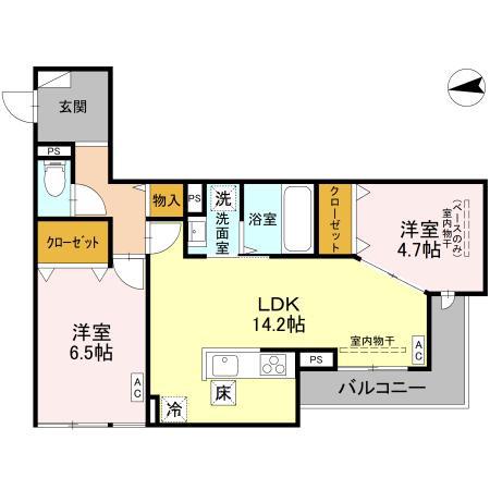 CREST HILS(2LDK/1階)の間取り写真