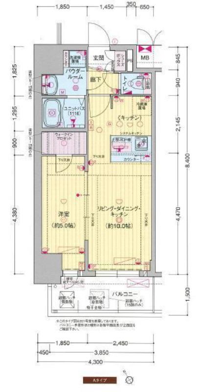 プレサンス大国町ラヴェニール(1LDK/4階)の間取り写真