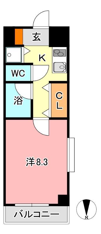 ADVANCITY OKAYAMA STATION(1K/6階)の間取り写真