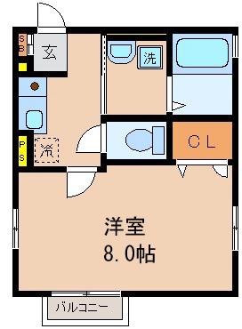 パル II(1K/1階)の間取り写真