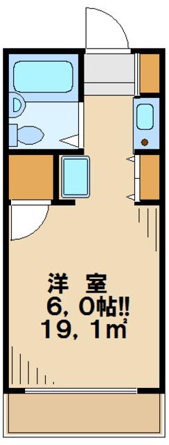 ミヤ・クレール百草(ワンルーム/2階)の間取り写真