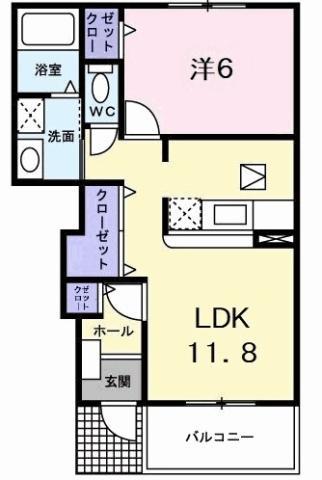 グレースガーデン A(1LDK/1階)の間取り写真