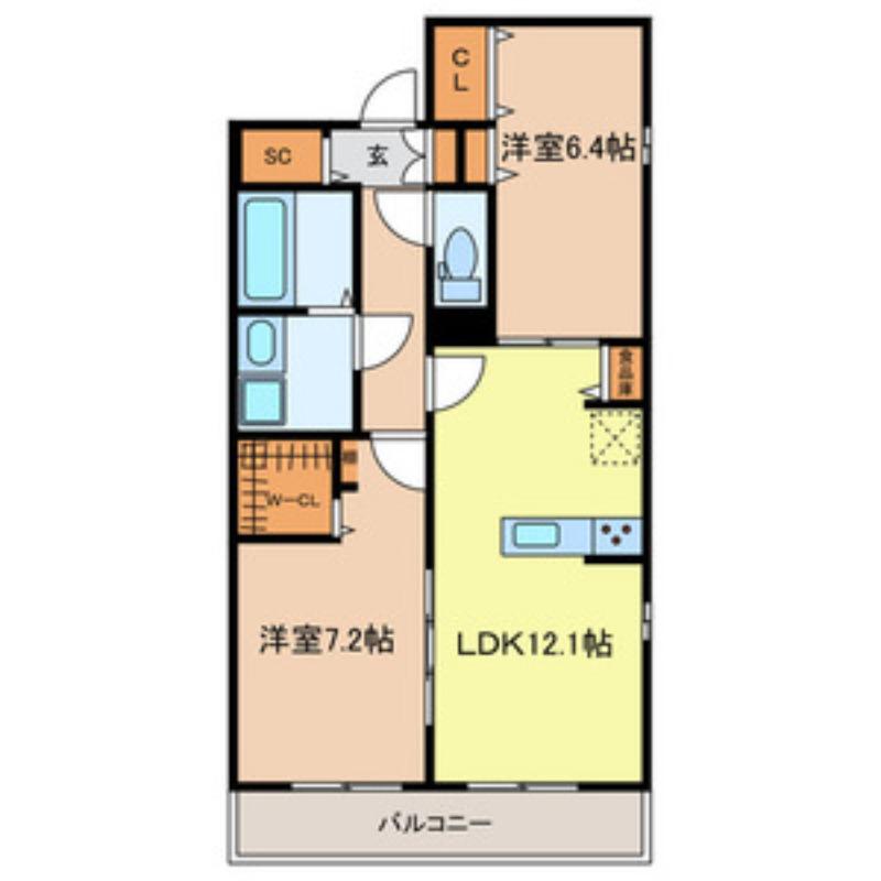 ESTILO CLARA(2LDK/1階)の間取り写真