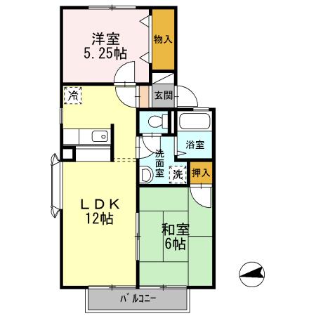 コートダジュールTIIA棟(2LDK/2階)の間取り写真