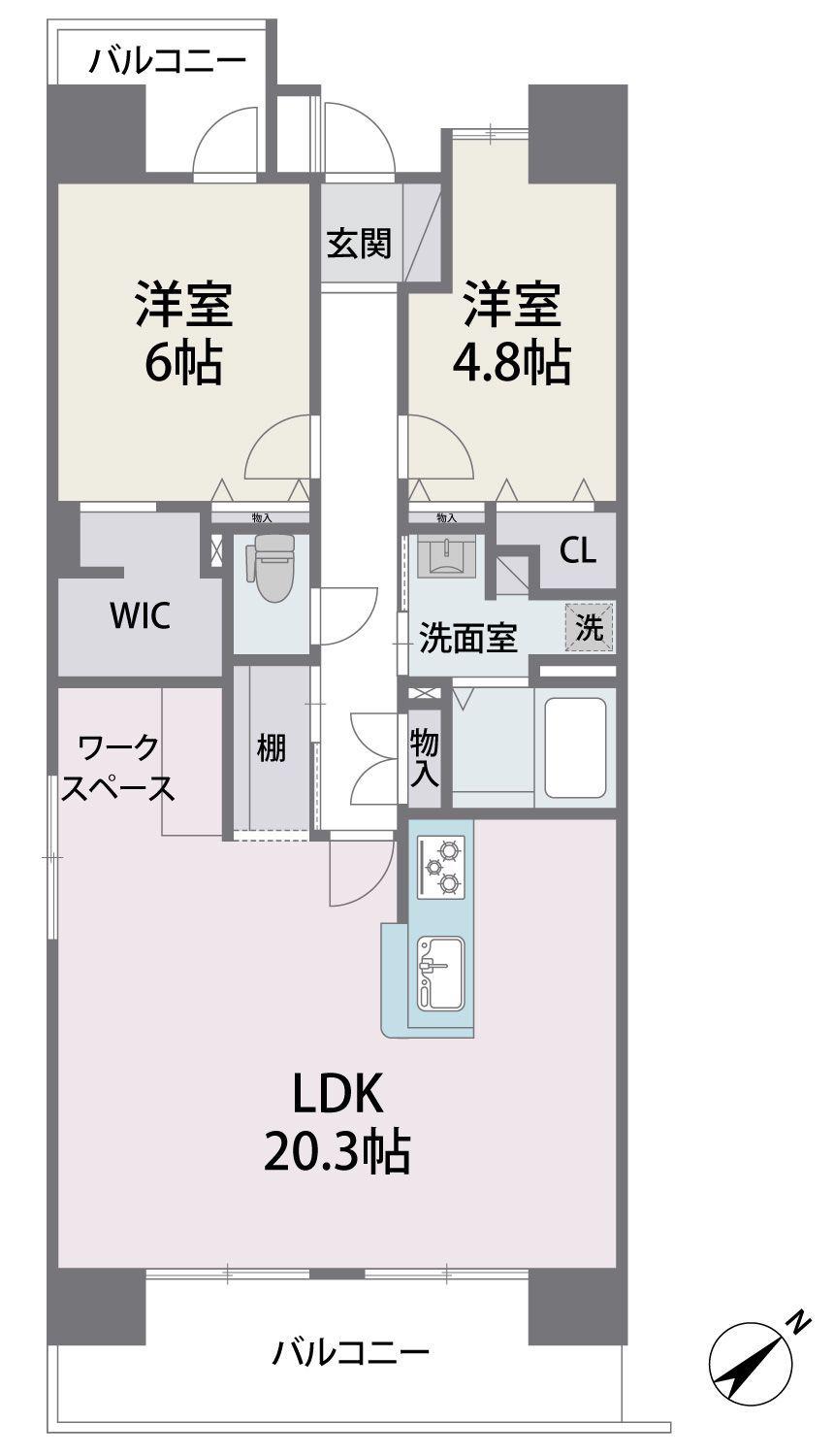 アビターレ駅南(2LDK/9階)の間取り写真