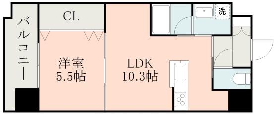 サムティ東谷山(1LDK/2階)の間取り写真