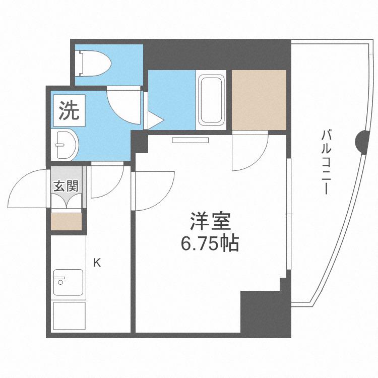 LUXE難波ウエスト(1K/2階)の間取り写真