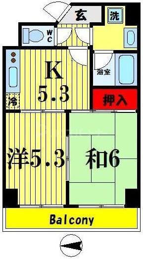 エコーピア(2DK/6階)の間取り写真