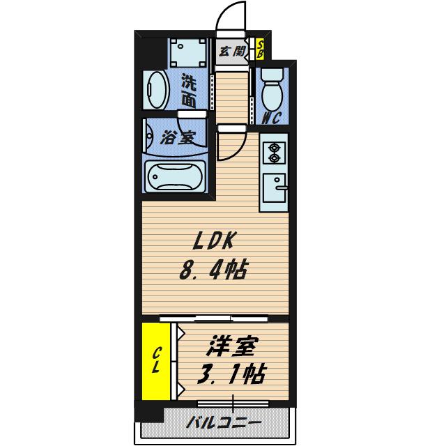 グローハイツ千林(1LDK/4階)の間取り写真