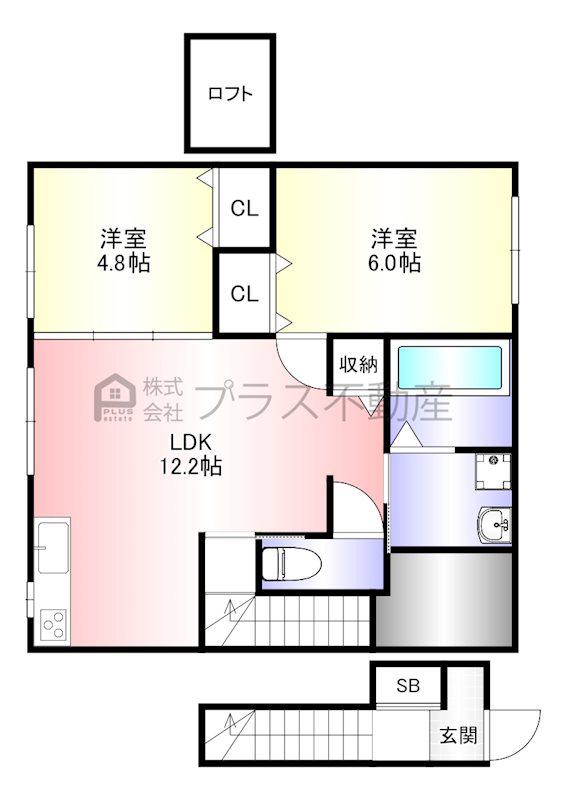 グリーンガーデンI(2LDK/2階)の間取り写真