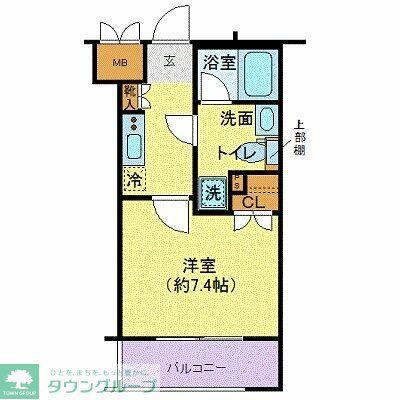 エクセリア溝ノ口(1K/1階)の間取り写真
