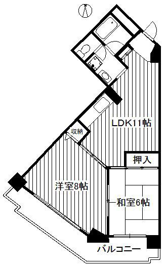 サンハイム茂呂(2LDK/4階)の間取り写真
